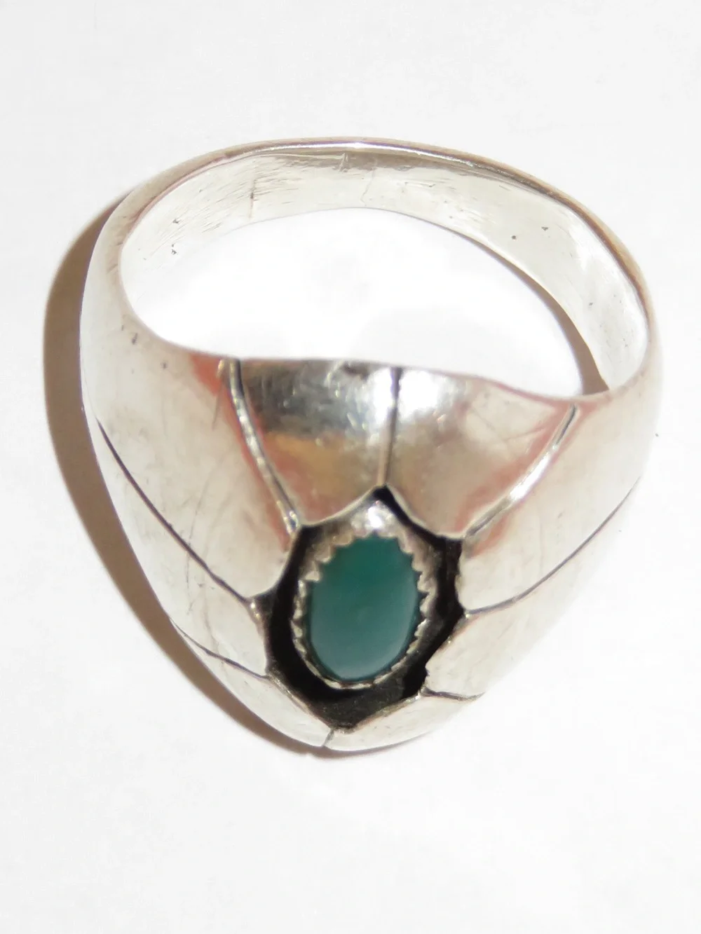 Vintage Sterling Navajo Turquoise Sterling Silver Shadowbox Ring Size 10 3/4 12g